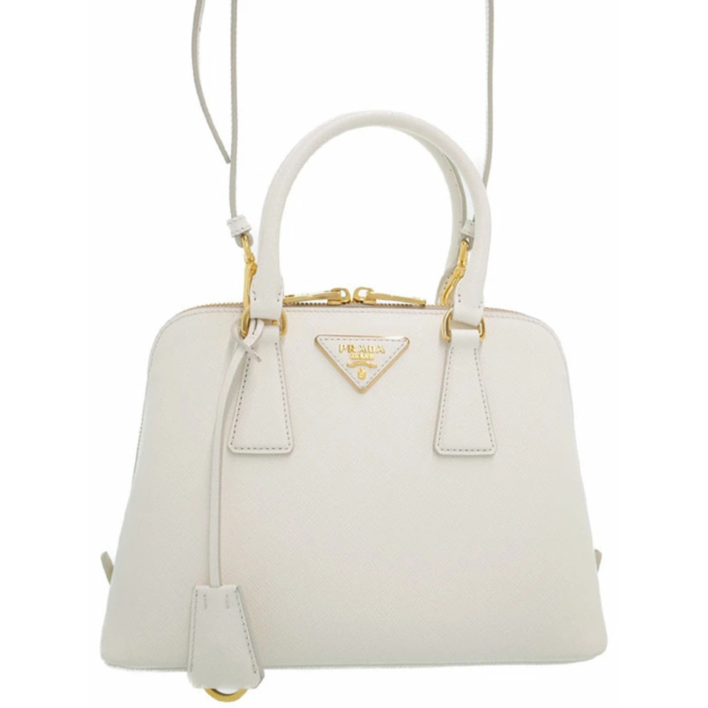 Prada Promenade Saffiano leather 2way bag White